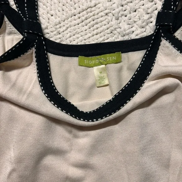 Sigrid Olsen Cream and Black Trim Beaded Cardigan and Tank Set - Picture 3 of 10